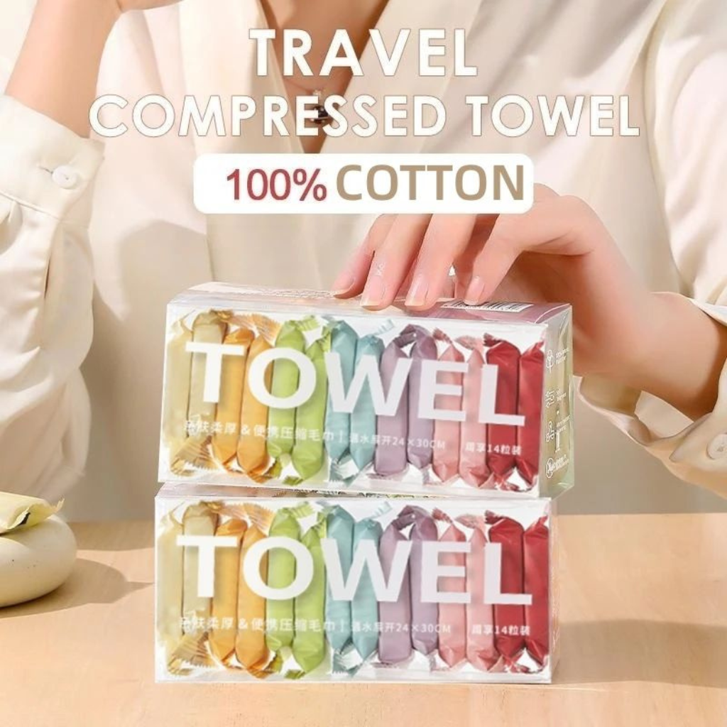 Compressed Towel Tablets – Disposable Face Wipes for Travel & Outdoor (14/20Pcs)