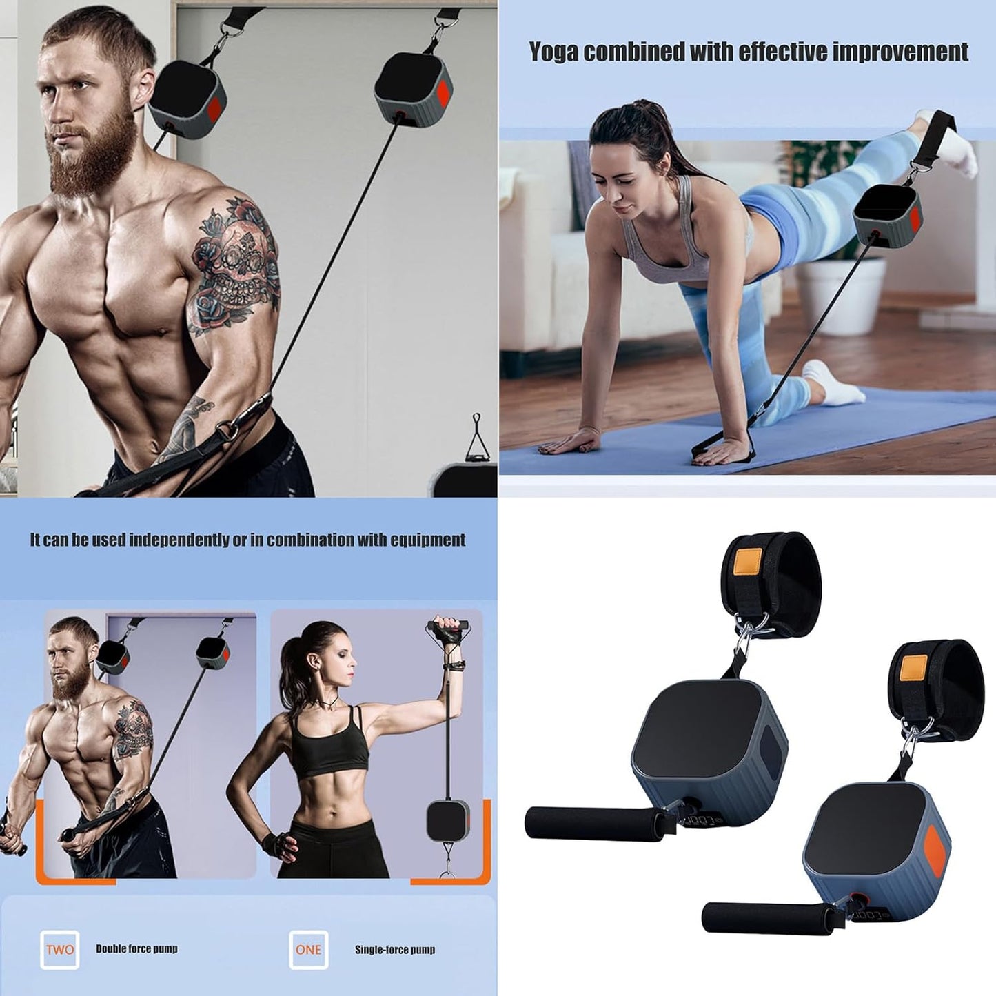 Adjustable Resistance Strength Training Puller with Counter for Home Gym