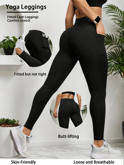 High-Waisted Seamless Yoga Leggings with Butt-Lifting & Side Pockets – Workout Tights for Women